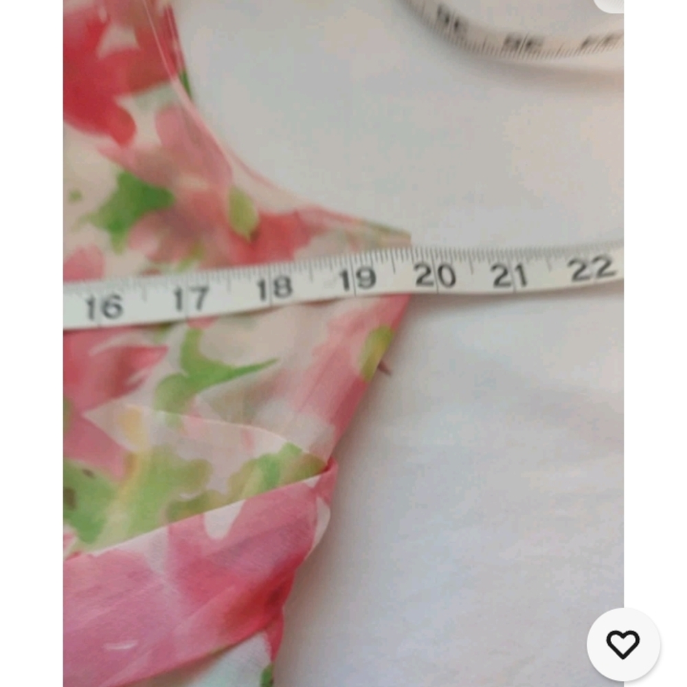 Chadwicks 12P Pink and Green Floral Maxi Dress Side Zip Tie Belt - Picture 5 of 8